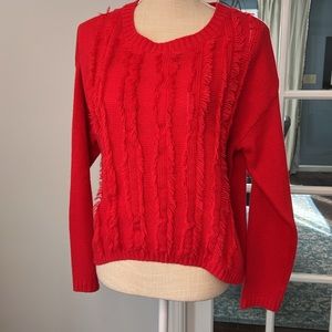 Charlotte Russe bright red fringe sweater, size M